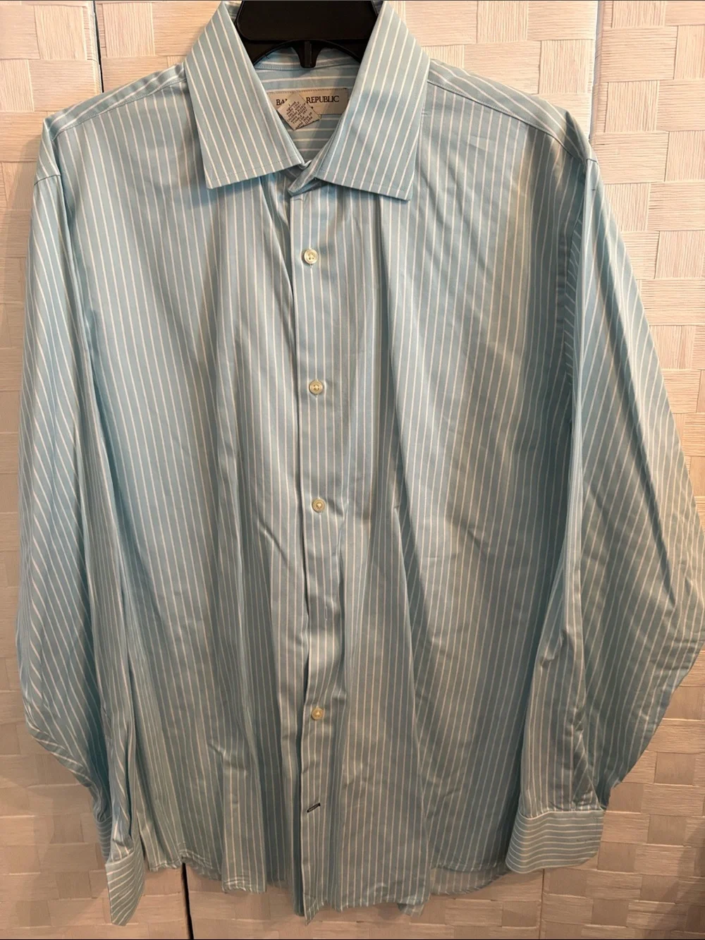Banana Republic Light Blue and White Striped Dress Shirt